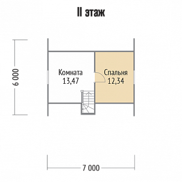 Проект дома 6х7 из клееного бруса / План мансардного этажа