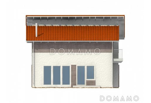 Проект каркасного дома с небольшой открытой террасой / Фасад 4