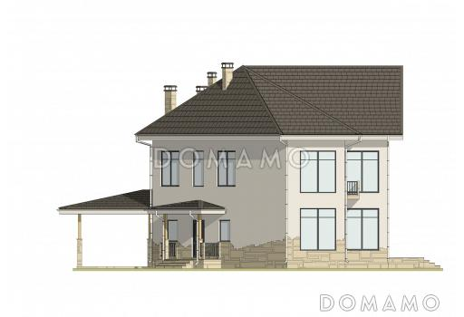 Проект дома сложной формы с 5 спальнями, кабинетом и большим холлом со вторым светом / Фасад 2