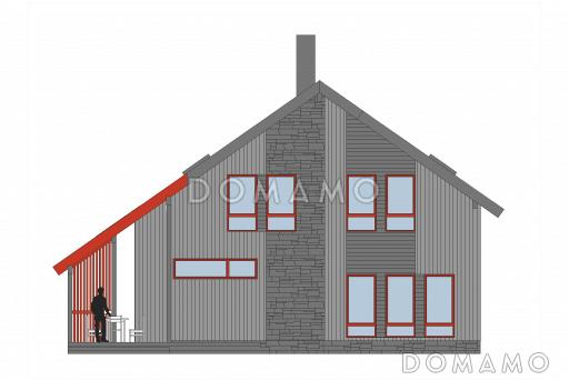 Проект дома из газобетона с ванной комнатой на втором этаже / Фасад 1