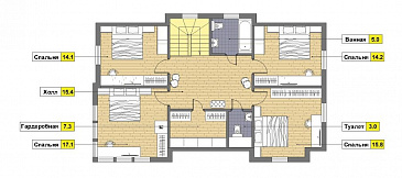 Проект дома из газобетона с местом для трех авто / План мансардного этажа