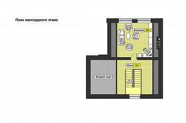 Проект оригинального загородного дома в желто-коричневой гамме / План мансардного этажа