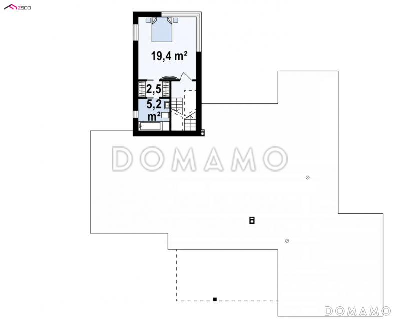 Проект современного трёхуровнего дома из газобетона с плоской крышей, с большим гаражом, спортзалом и сауной  / План 2 этажа