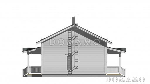 Проект каркасного дома с двускатной крышей / Фасад 2