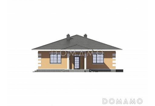 Проект одноэтажного газобетонного дома с террасой-барбекю / Фасад 2