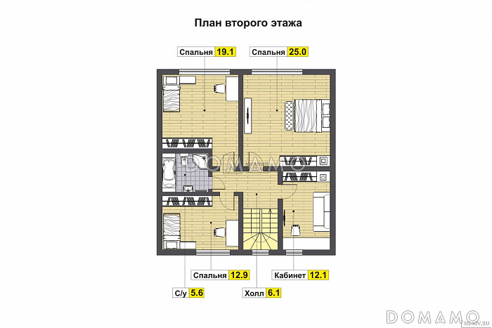 Проект каркасного дома с душевой в составе террасы / План мансардного этажа