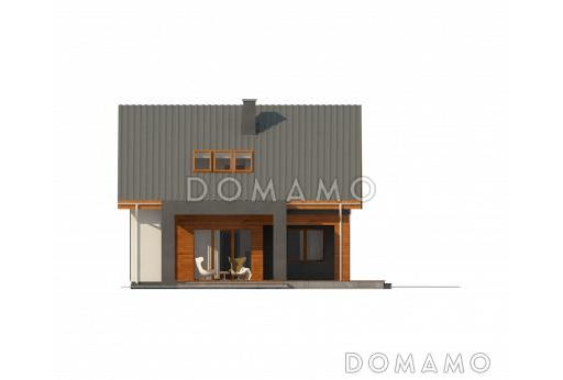 Проект одноэтажного мансардного дома из кирпича с дополнительной спальней на первом этаже / Фасад 3