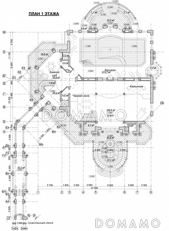 Проект оздоровительного комплекса  / План 1 этажа