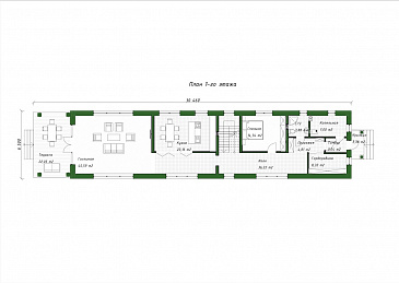 Проект двухэтажного дома из керамоблоков для узкого участка / План 1 этажа