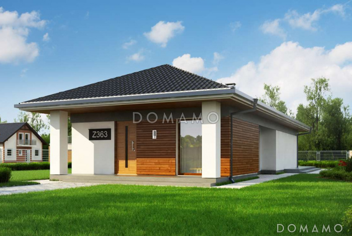 Проект комфортного одноэтажного дома из газобетона с тремя спальнями