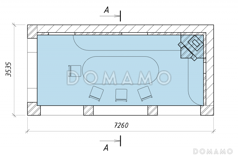 Проект закрытой беседки с панорамными окнами / План 1 этажа