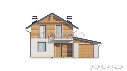 Проект двухэтажного дома из кирпича с кабинетом и гаражом справа / Фасад 1