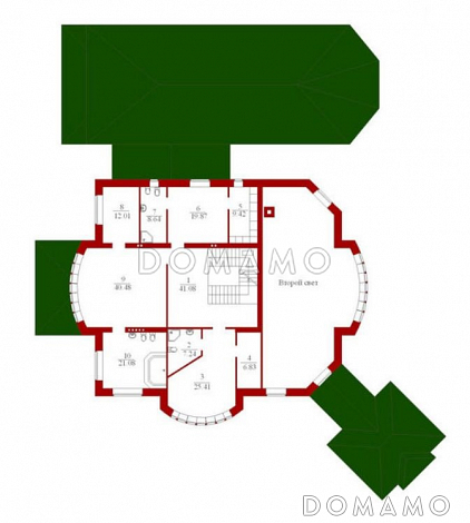 Проект коттеджа с панорамным остеклением / План 2 этажа