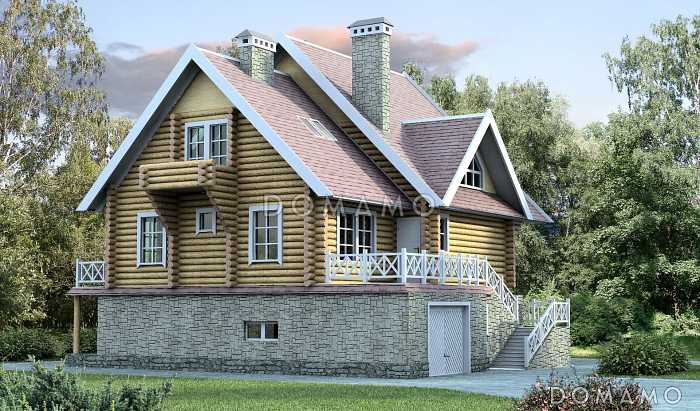 Проект деревянного дома с гаражом