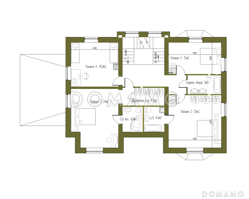 Проект особняка в стиле Тюдор / План 2 этажа