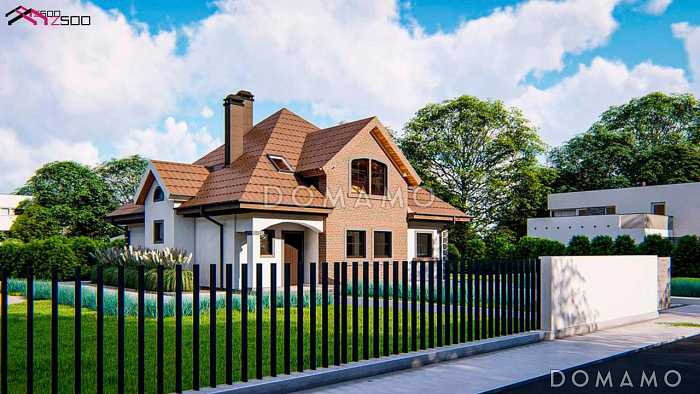 Проект дома с подвалом, просторной гостиной и кухней, балконами, кабинетом