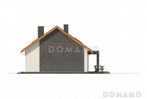 Проект одноэтажного мансардного дома из газобетона с дополнительной спальней на первом этаже  / Фасад 4