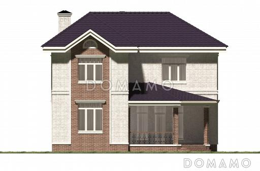 Проект углового коттеджа с большой террасой / Фасад 3