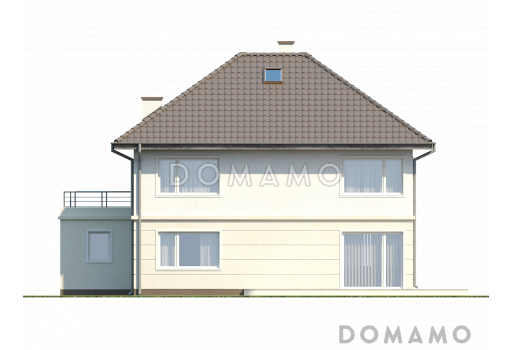 Проект современного просторного двухэтажного дома из газобетона с гаражом и террасой над ним / Фасад 3