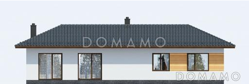 Проект одноэтажного дома по технологии ЛСТК с большими окнами в гостиной / Фасад 2