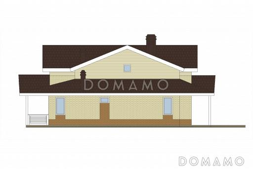 Проект каркасного дома с просторным холлом на мансардном этаже / Фасад 2