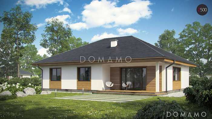 Проект одноэтажного дома из кирпича с тремя спальнями и с возможностью обустройства мансарды