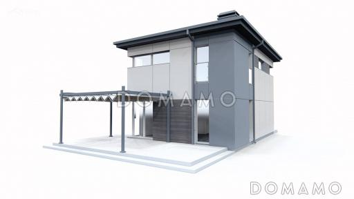 Проект двухэтажного дома с террасой, кухней-столовой, тремя спальнями / Фасад 4