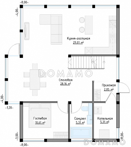 SCANDI 142 / План 1 этажа