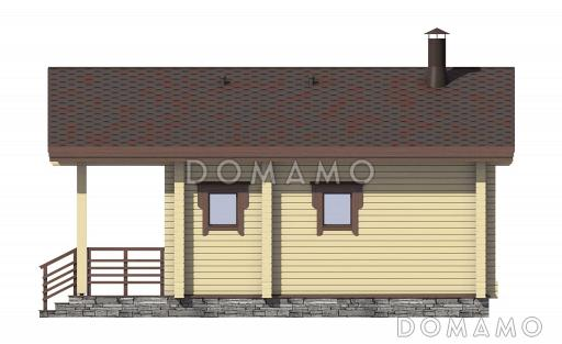 Проект бани с гостевой комнатой, террасой, парной и душевой / Фасад 4