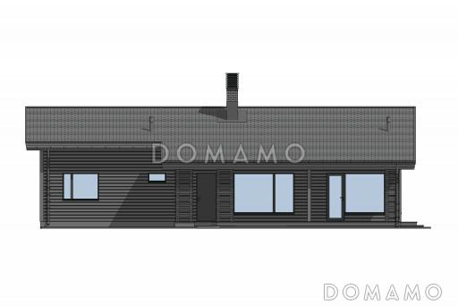 Проект одноэтажного дома с большой террасой, 4 спальнями и сауной / Фасад 4