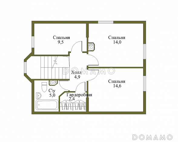 Проект экономичного дома из бруса / План мансардного этажа