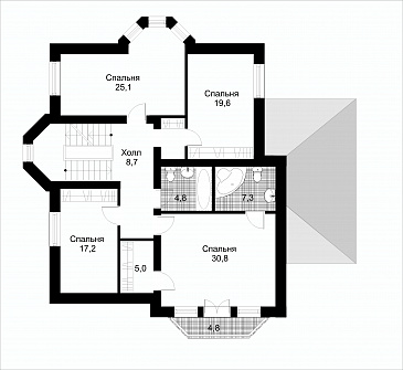 Проект коттеджа с подземным гаражом / План 2 этажа