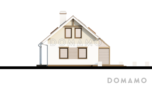 Проект одноэтажного мансардного дома из газобетона с открытой террасой над гаражом / Фасад 1