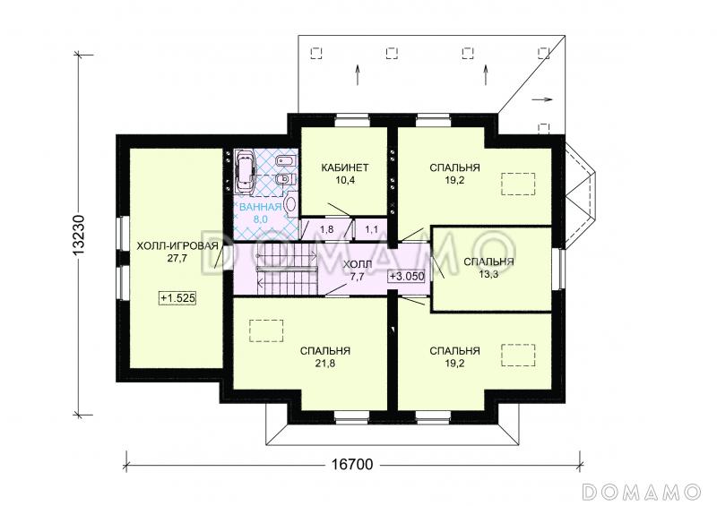 Проект дома из пеноблоков с цокольным этажом / План мансардного этажа