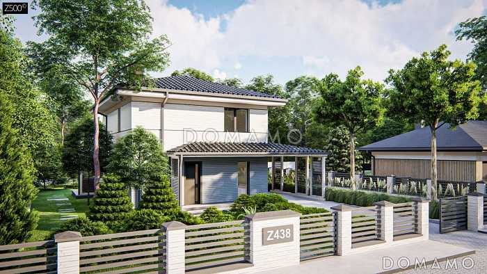 Проект загородного дома для семьи с детьми, просторной ванной, террасой