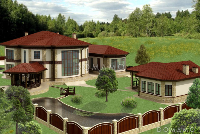 Проект коттеджа с панорамным остеклением