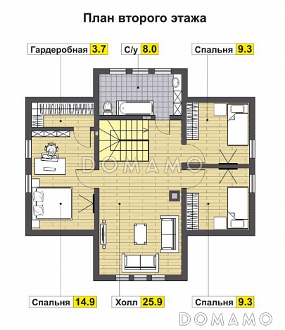 Проект просторного энергоэффективного дома из газобетона / План мансардного этажа