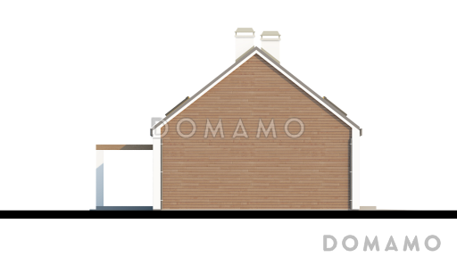 Проект одноэтажного мансардного дома из газобетона со стеклянным эркером в кухонной зоне, балконом над ним и гаражом / Фасад 2