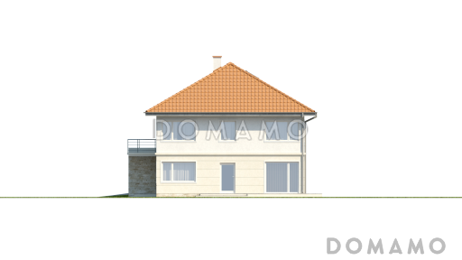 Проект двухэтажных домов-близнецов из кирпича с открытой террасой над большим гаражом / Фасад 3