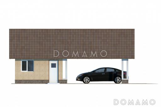 Проект навеса для одной машины с хозблоком / Фасад 2