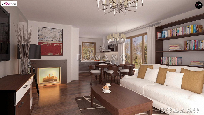 Проект одноэтажного мансардного дома из газобетона с дополнительной спальней на первом этаже и гаражом