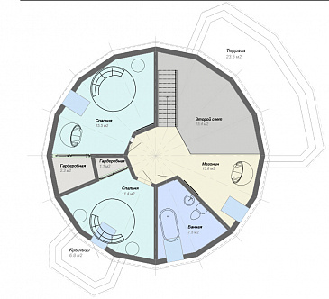 Проект необычного каркасного дома / План мансардного этажа
