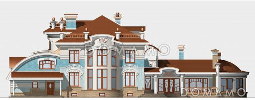 Проект жилого дома с большим бассейном с выходом на террасу / Фасад 4