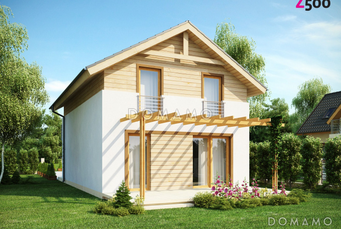 Проект одноэтажного мансардного дома из газобетона с кабинетом и с высокой аттиковой стеной