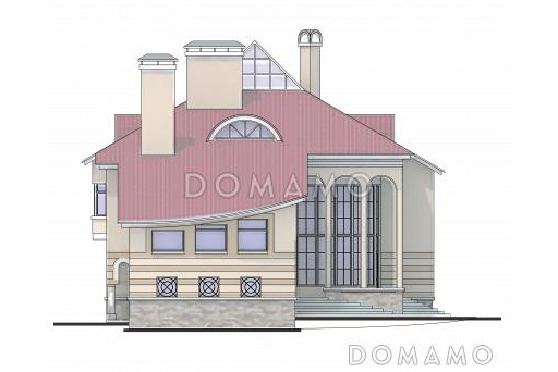 Проект дома с двусветной гостиной и бассейном / Фасад 3