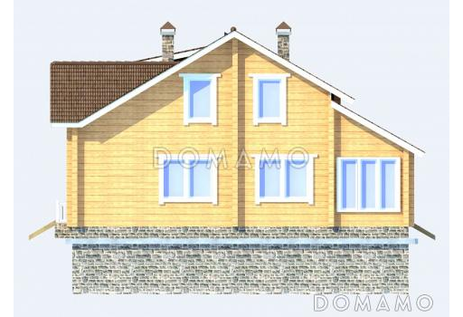 Проект деревянного дома с просторными кладовыми на цокольном этаже / Фасад 3