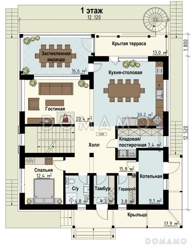 Шале Тивье / План 1 этажа