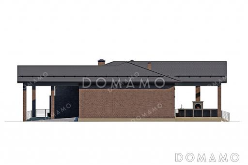 Проект дома с гаражом, навесом, подвалом, мастер-спальней и двумя детскими / Фасад 4