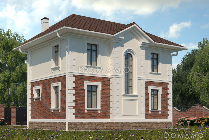 Проект небольшого двухэтажного особняка с парадным фасадом