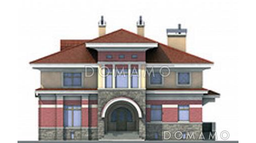 Проект двухэтажного коттеджа с террасой / Фасад 1